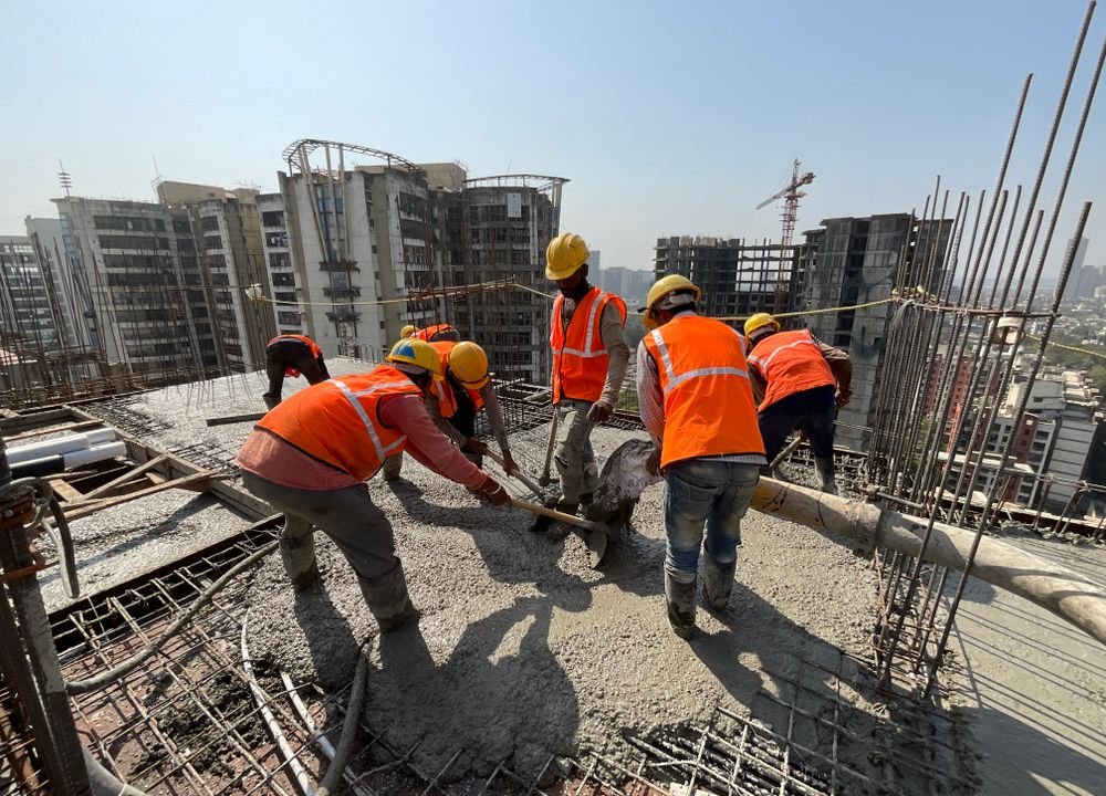 Construction site with heavy machinery